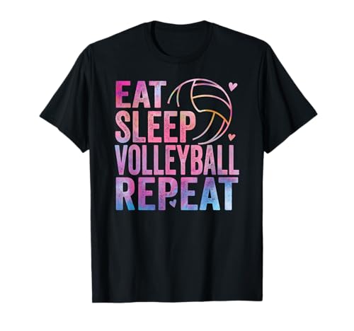 Eat Sleep Volleyball Repeat Colourful Teenager Girls Women Children T-Shirt