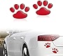 yonwait 2 PCS 3D Chrome Dog Paw Footprint Sticker, Auto Car Emblem Decal Decoration, Universal Body Sticker Accessories, for Car Bumper Window Laptops Luggage Car Anti-Scratch Paste (Red)