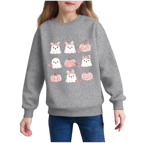 Kids Cute Halloween Sweatshirt 2025 Funny Novelty Ghost Print Crewneck Sweaters Casual Boys Girls Fall Pullover Tops