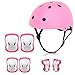 YUFU Kids Helmet Sports Protective Gear Set for 3-8 Years Toddler Boys Girls Bike Skateboard Adjustable Helmet Knee Elbow Wrist Pads for Cycling Skating Roller Scooter Bicycle, Pack of 7 Pink S