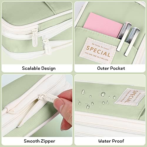 Cooja Pencil Case for Girls Large Capacity Pencil Cases with Compartments, Big Pencilcase for Kids Teenage School Stationary Office Storage Makeup Bag for Women Men, Green