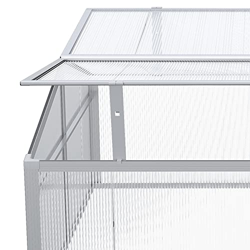 Outsunny 39" Aluminum Vented Cold Frame Mini Greenhouse Kit With Adjustable Roof, Polycarbonate Panels, & Strong Design #TOP7