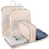 Expandable Double-Sided Compression Packing Cube，3 Set Lightweight Double Deck Organizer Bag Carry on Luggage Backpack Suitcases，Women Travel Accessories for Separate Clean and Dirty Clothes