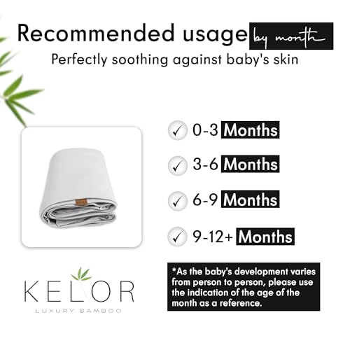Image of K E L O R Swaddle Blankets, Baby Swaddling Wrap Nursery Blanket for Boys & Girls Unisex, Soft 95% Viscose from Bamboo and 5% Spandex, Large 45 x 45 inches, Ribbed Ash Gray