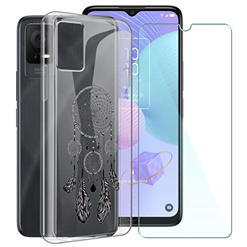 CXKJ Custodia per TCL 40 SE (6.60 Pollice) + Pellicola Vetro Temperato,Trasparente Cover Morbido Silicone Custodie TPU Cover,per 40 SE Antiurto Case - A2