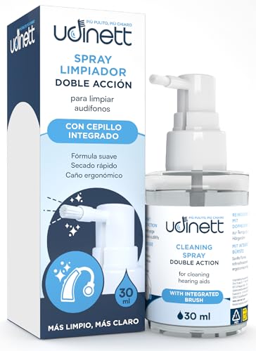 Spray Limpiador para Audífonos 30ml con Cepillo Incluido Udinett Sanitizante para Limpieza de Auriculares Bluetooth Secado Rápido Elimina Cerumen y Suciedad con Efecto Inmediato