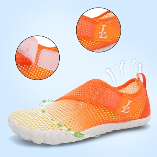 Image of L-RUN Barefoot Hiking Shoes Womens Mens Summer Water Beach Shoes for Pool Swim White White M US (Women 11, Men 9.5)=EU42