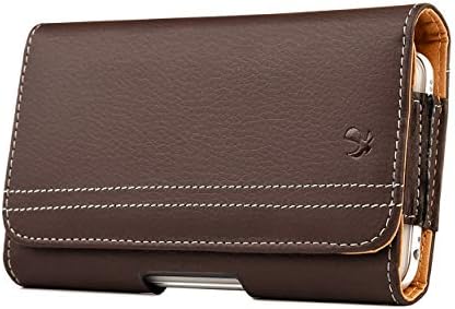6.5-inch Matte Brown Phone Holster with Belt Clip for Samsung Galaxy S22 S21 S20 Ultra 5G, S22+ S21+ S20+, A51, S21 S20 FE, Xcover Pro, Note 20 Ultra 5G, A12 A32 A42 A72