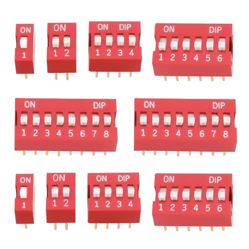 OTOTEC 50 Interruptores DIP de Doble Fila de 2,54 mm con Enchufe Directo Interruptor Deslizante para Coches Drones Robots Luces Solares (1 2 4 6 8 Posiciones)