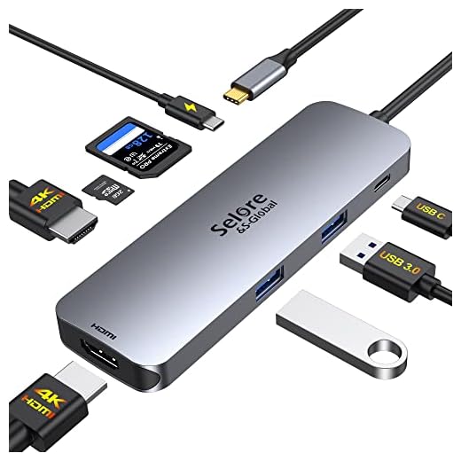 USB C Docking Station Dual Monitor,USB C to Dual HDMI Adapter,USB C Hub with 2 HDMI Ports,PD Charging,SD/TF,USB A&C 3.0 Ports,HDMI Splitter Dual Monitors for MacBook/Dell XPS/HP/Lenovo etc