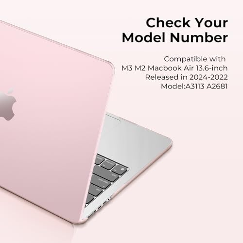 EooCoo Case Compatible with MacBook Air 13 inch Case for 2026-2022 M5 M4 M3 M2 Chip Model A3449 A3240 A3113 A2681, Protective Hard Cover Shell for MacBook Air 13.6 inch Laptop - Crystal Pink by EooCoo - Image 6