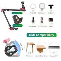JEBUTU 22" Magic Arm mit Klemme - Flexibel Kamera Tischstativ - Rot-schwarz – Ansicht 5