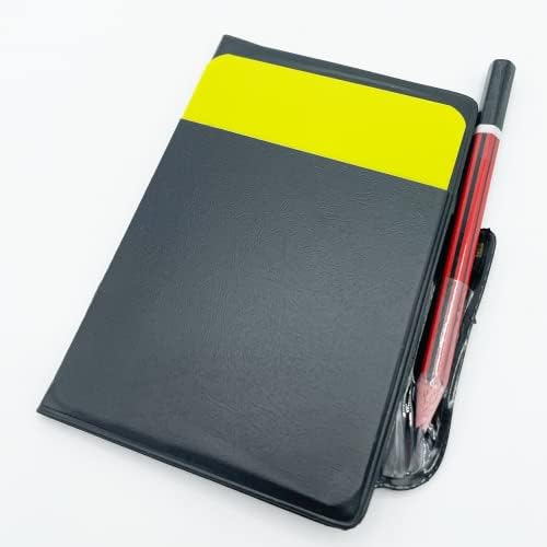 Fitness Health Refs Whistle with neck lanyard and Referee Cards Red/Yellow Wallet Football Notebook Pencil Kit - Soccer Coach Sport Set