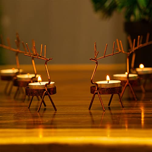 Funpeny 6 Pack Reindeer Tealight Candle Holders, Iron Metal Christmas Lovely Candleholders Reindeer T-Lights Decorations For Xmas Holiday Indoor Tabletop Centerpiece Dining Decor #TOP2
