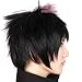 HOOLAZA Negro Corto Ligero Fluffy Rizado Cola Cosplay Peluca Espada Arte en...