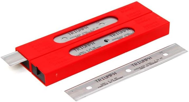 Triumph Stainless Steel Scraper Blades, 6 Inch, 0.20mm, 25 Blades per Box with Safe Dispenser, Red Box (1)