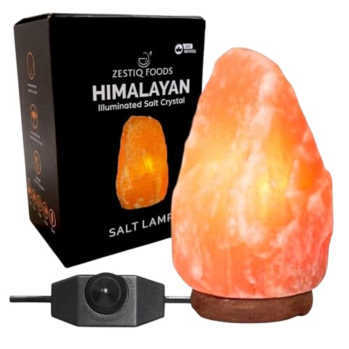 ZESTIQ FOODS Himalayan Salt Lamp – Natural Pink Salt Rock Lamp, Crystal Night Light for Bedroom, Home & Office, Air Purifier, Relaxation & Home Decor