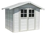 Grosfillex decoratief tuinhuis 4.9m2 wit/grijs & pale green.