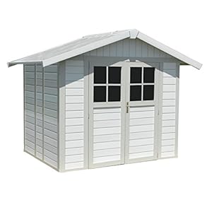 Grosfillex decoratief tuinhuis 4.9m2 wit/grijs & pale green.