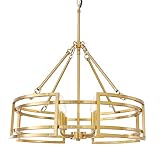 TOCHIC Brushed Brass Chandelier, 4 Lights Modern Drum Chandelier Gold, Foyer Chandeliers Entryway Hi