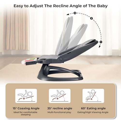 Baby Swing for Infants to Toddler,Portable Babies Swing for Newborns,Remote Control,Timing Function,5 Sway Speeds,Music Speaker,Adjustable Seat Positions,Tray,5-Point Harness - Thumbnail 6