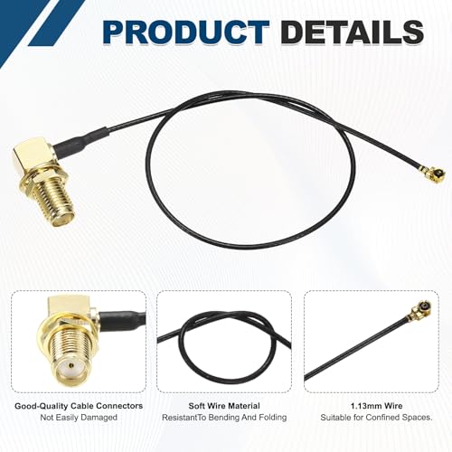 Cable coaxial SMA a UFL de 20cm y baja pérdida con conector en ángulo recto 3