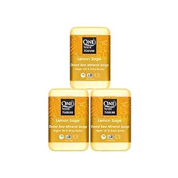 One With Nature Dead Sea Salt Lemon Sage Soap 4oz 3-Pack – Purifying and Exfoliating Soap Bar with Dead Sea Minerals for Face & Body, for Men & Women