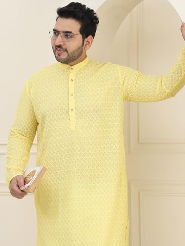 Image of SOJANYA Plus (Since 1958) Men's Silk Blend Embroidered Only Long Kurta