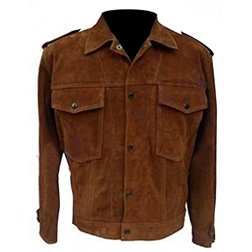 Suede Leather Jacket Brown for Mens