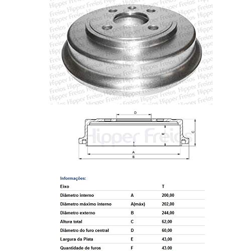 Tambor do Freio Traseiro sem Cubo Chevrolet Cobalt Todos 2012 em Diante Onix Spin Hipper Freios