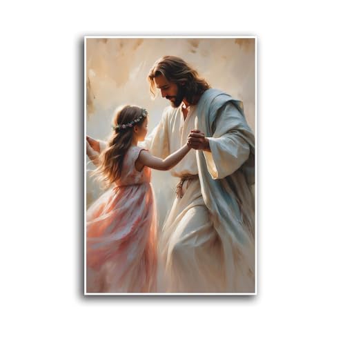 Christian Wall Art Jesus Dancing with Little Girl Dancing in
