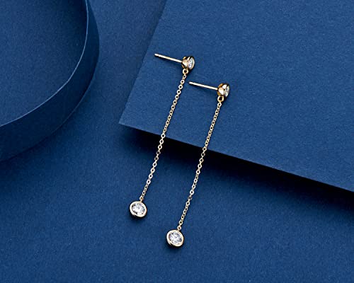 Moissanite Earrings For Women, Lab Created Diamond Dangle Long Chain Earrings, 925 Sterling Silver Hypoallergenic Jewelry Valentine's Day Gifts, Statement Prom Earrings 18K Yellow Gold Plated #TOP2