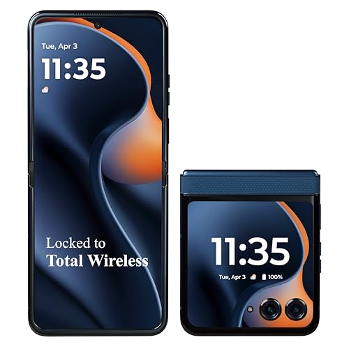 total wireless Motorola Moto razr (2025), 256GB, 5G, Locked to 6.9” Foldable pOLED Display, 3.6” External Display, 50MP Camera - Prepaid Smartphone - Gibraltar Sea