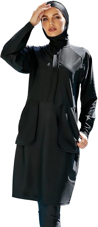 AFAVOM Women Muslim Swimsuits Modest Islamic Arabic Bathing Suits Full Cover Hijab Top Pants Swimming Cap Burkini Swimwear