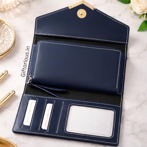 Image of Personalized Couple Wallet Gift Set | Custom Name Engraved Bifold Wallet for Men & Ladies Clutch Combo | Premium Faux Leather | Anniversary Wedding Gift for Husband Wife