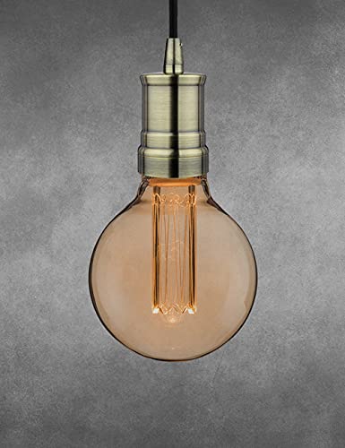 Harwez Bronze Mini Pendant Light Fitting Antique Style, Single Light Socket, 4.75'' Canopy, Adjustable 10ft Black Fabric Cord, Ceiling Lighting Fixture, E26 Lampholder, LP-116-5 - Image 6