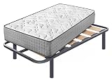 Cama express Colchón Viscoelástico Diamond Fresh + Somier Zeus con 4 Patas 32 cm, Medida : 105 x 180 cm