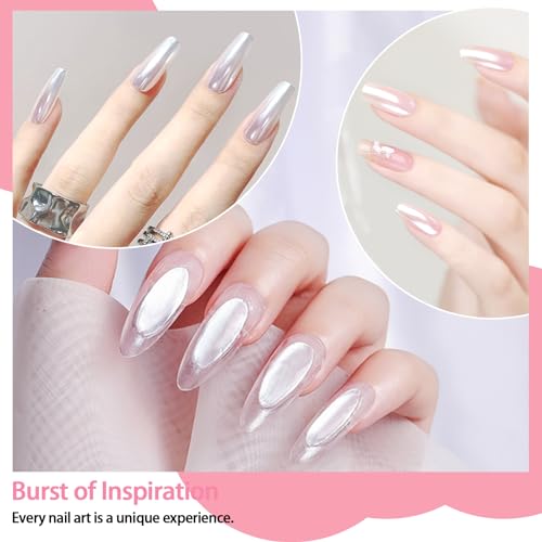 Allstarry White Pearl Chrom Nagel Pulver, Irisierendes Aurora Pulver Metallic Spiegel Effekt Glitter Pearlescent Eis Transparent Meerjungfrau Pigment Perle Glitter Staub für Nail Art Dekoration