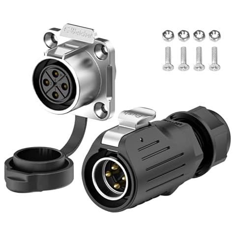 E-WeiChat EW-LP20 Industrial Waterproof Connector IP68 Quickly Plugging Aviation Connector Anti-Interference Circular Connector Fast Release Electrical Connector M20 2-12 Pin Flange Socket (4 Pin) Cover