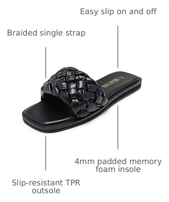 Dream Pairs Women's Braided Strap Slip-On Flat Slide Sandals (various) - image 3