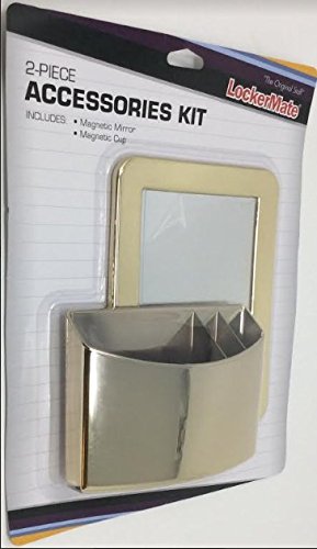LockerMate 2-Piece Accessories Kit, Magnetic Mirror & Magnetic Cup, Gold