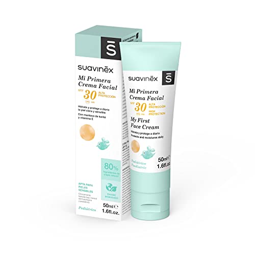 Suavinex, Crema Facial para Bebés, Crema Hidratante Diaria con Protección Solar SPF30. Antipolución y Detoxificante. Crema Solar para Bebés. 80% Ingredientes de Origen Natural, 50 ml