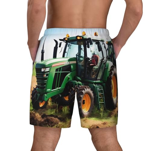 Company Farm Tractor Print Mens Swim Trunks Stretch Beach Shorts Quick Dry Pockets No-Chafing Board Shorts4