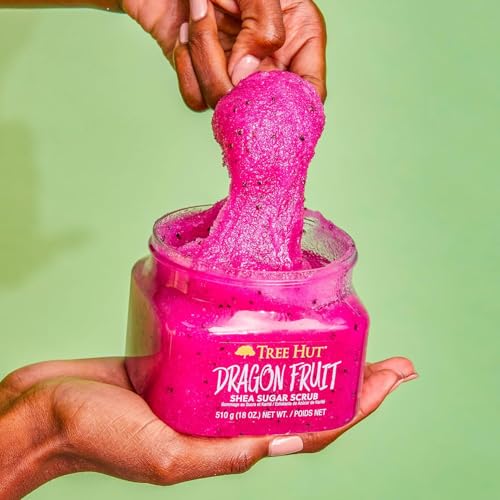 Image of Tree Hut Dragon Fruit Shea Sugar Scrub, Exfoliating, Hydrating & Moisturizing Body Scrub with Shea Butter & Nourishing Essential Oils, Smooth & Soften Skin, 18 oz