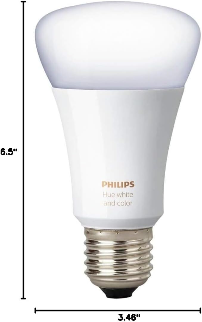 Philips Hue White and Color Ambiance A19 60W Equivalent Dimmable LED Smart Light Bulb, 1 Smart Bulb, Works with Alexa, Apple HomeKit, and Google Assistant (All US Residents)