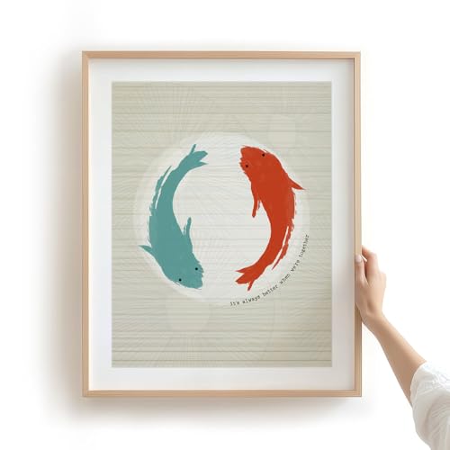 Song Lyrics Wall Art Print, Music Koi Fish Poster, Modern Coastal Decor