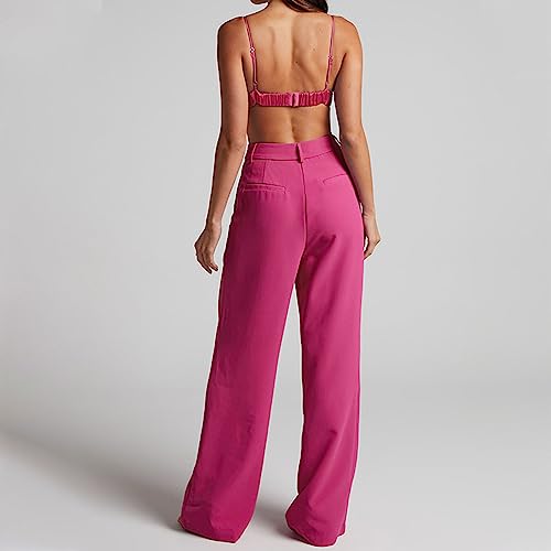 Lounge Blazer Set for Women Business Casual 2 Piece Outfits Long Sleeve Blazer Jackets and Wide Leg Slacks Work Suits3