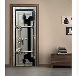 DACDAB Autocollant De Porte Blindé Coffre-Fort 3D Porte Wrap Decal Sticker Mural Chambre Salon Cuisine Salle des Enfants Décoration Décor Mural Art 77X200Cm