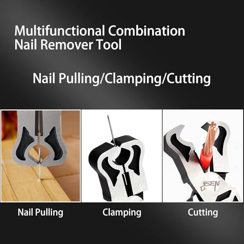 DISEN Nail Puller 9\", 6-in-1 Nail Remover Tool with Side Cutter, Multifunctional Combination Pliers Carpenter Tools for Wire Cable Cutting, Screwing, and Climping - Thumbnail 3