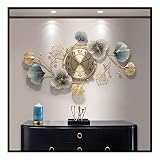 CDDUOLA Large Wall Clock Decor, Modern 3D Metal Ginkgo Leaf Design Wall Clocks Decorative Silent Non